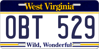 WV license plate OBT529