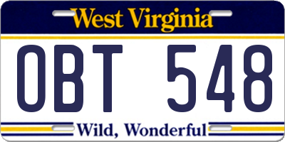 WV license plate OBT548