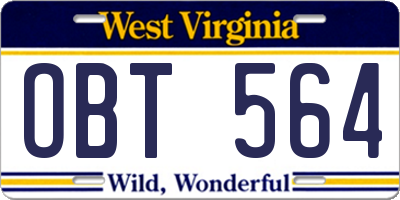 WV license plate OBT564
