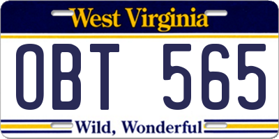 WV license plate OBT565