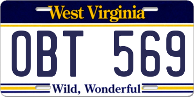 WV license plate OBT569