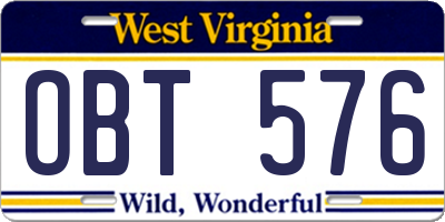 WV license plate OBT576