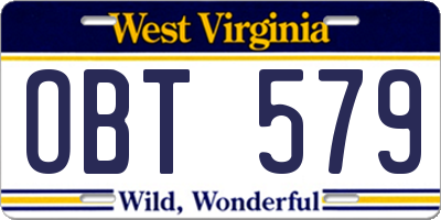 WV license plate OBT579