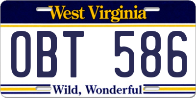 WV license plate OBT586