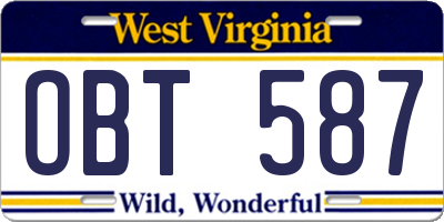 WV license plate OBT587