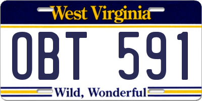 WV license plate OBT591