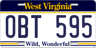 WV license plate OBT595