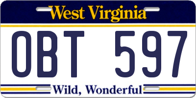 WV license plate OBT597