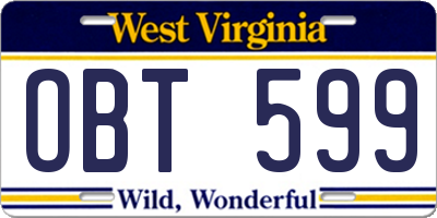 WV license plate OBT599