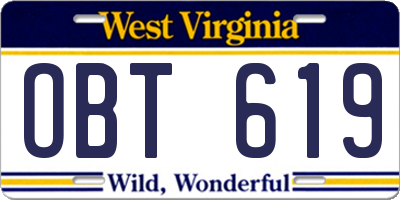 WV license plate OBT619