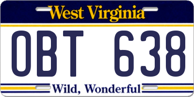 WV license plate OBT638