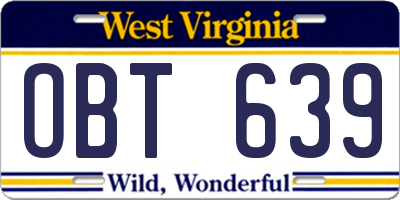 WV license plate OBT639