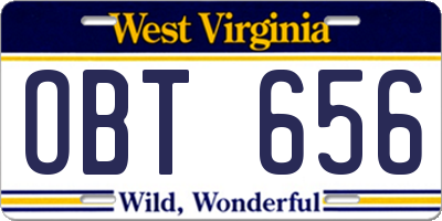 WV license plate OBT656