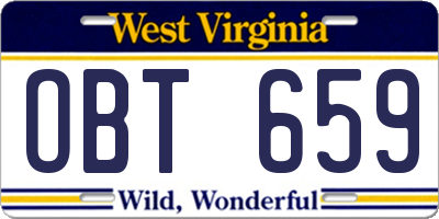WV license plate OBT659