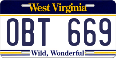 WV license plate OBT669