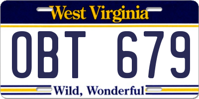 WV license plate OBT679