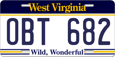 WV license plate OBT682