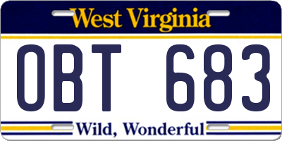 WV license plate OBT683