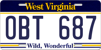 WV license plate OBT687