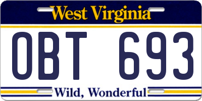WV license plate OBT693