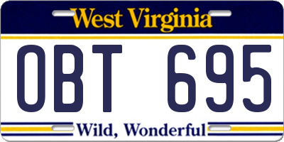 WV license plate OBT695
