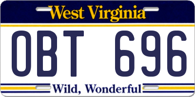WV license plate OBT696