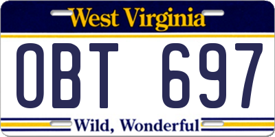 WV license plate OBT697