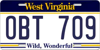 WV license plate OBT709