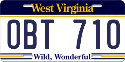 WV license plate OBT710