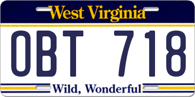 WV license plate OBT718