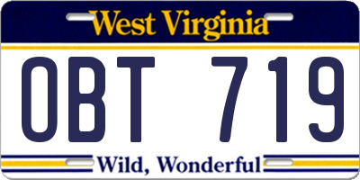 WV license plate OBT719