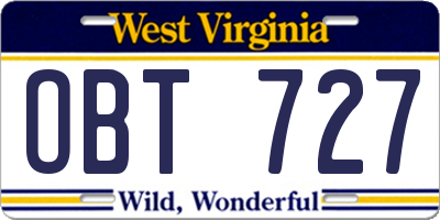 WV license plate OBT727