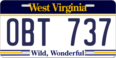 WV license plate OBT737