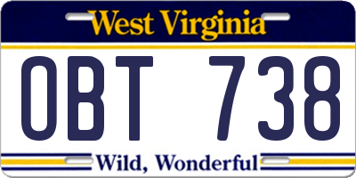 WV license plate OBT738