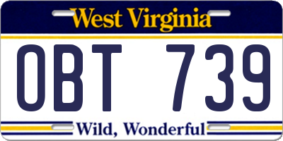 WV license plate OBT739