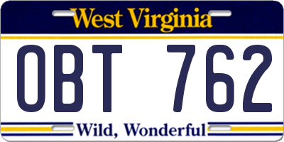WV license plate OBT762