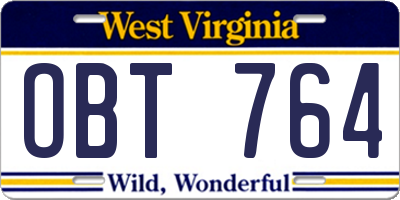 WV license plate OBT764