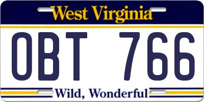 WV license plate OBT766