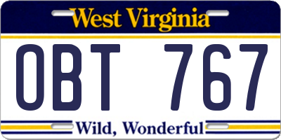 WV license plate OBT767