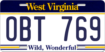 WV license plate OBT769