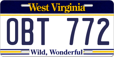 WV license plate OBT772