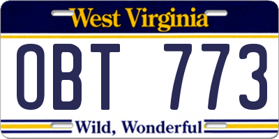 WV license plate OBT773