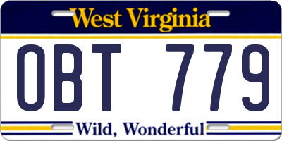 WV license plate OBT779
