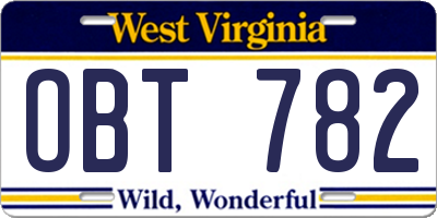 WV license plate OBT782
