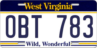 WV license plate OBT783