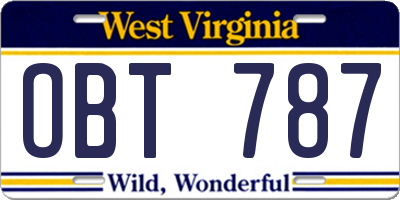 WV license plate OBT787