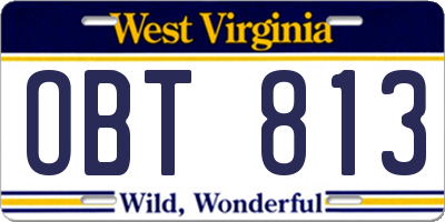 WV license plate OBT813