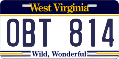 WV license plate OBT814