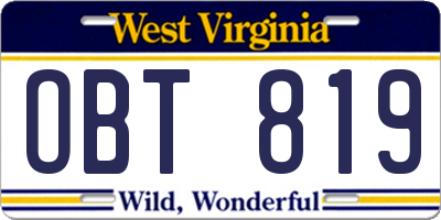 WV license plate OBT819