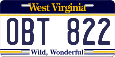 WV license plate OBT822